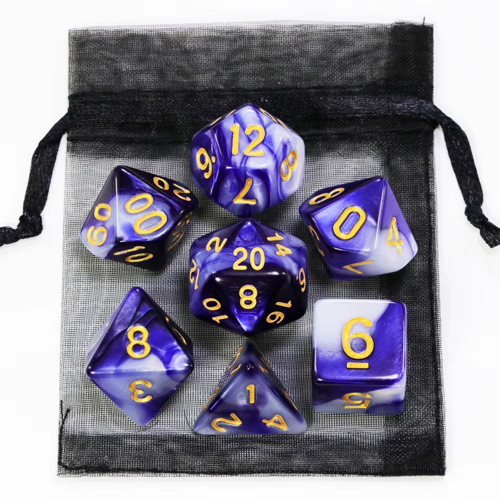 Dice DND Game Dice Role Dice Mixing Colours Dice Set with Bag 9 Different Styles Available for Portable Toys DND RPG TRPG Games