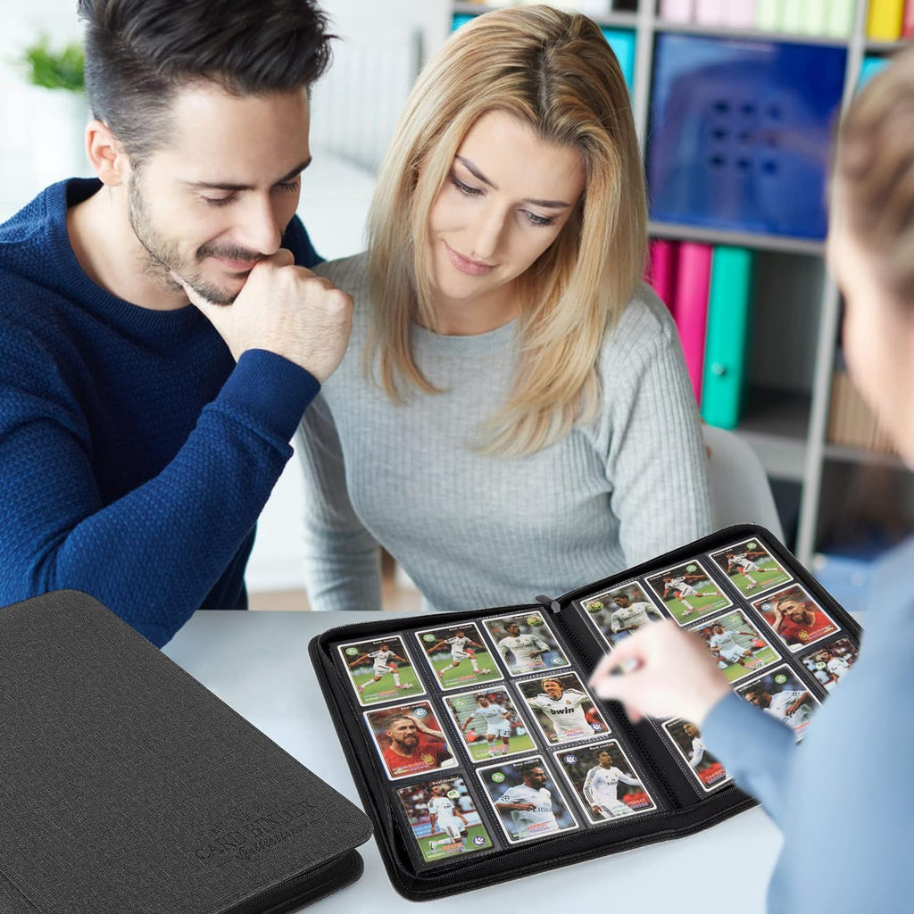 9-Pocket Zip Card Binder – 540 Double-Sided PU Album for MTG, TCG, Sports (Black)