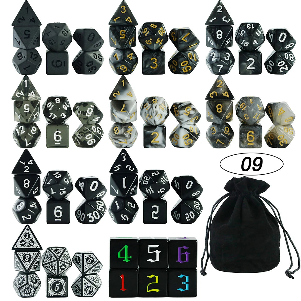 Dice Acrylic Dice Party Games High Class Acrylic Dice Amazing Mixed Colours 10 Set DND Game Dice with Bag for Role Playing Games