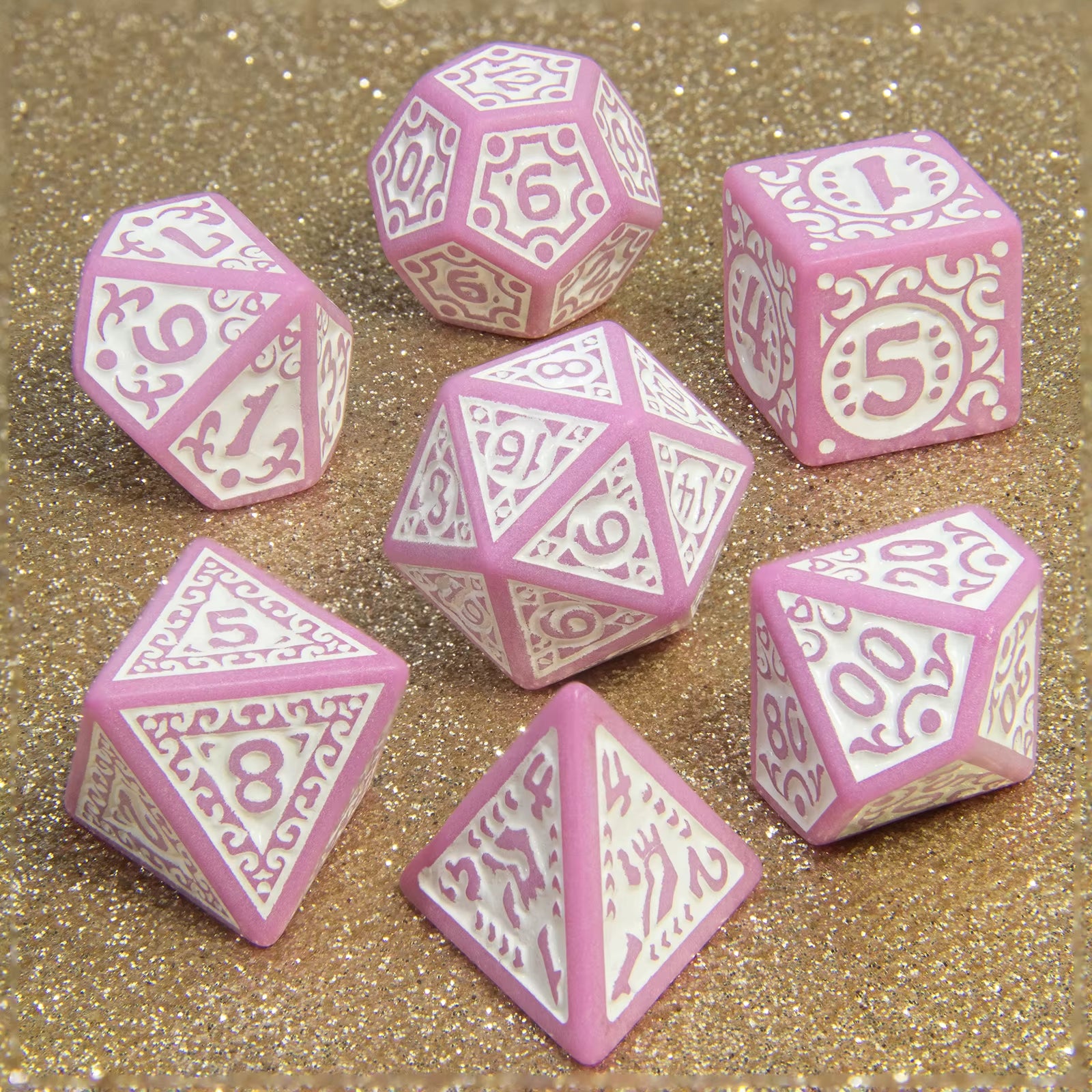 7Pcs/Set Dice Set Pretty Pattern Plastic Cube for DND Board Game Entertainment Accessories