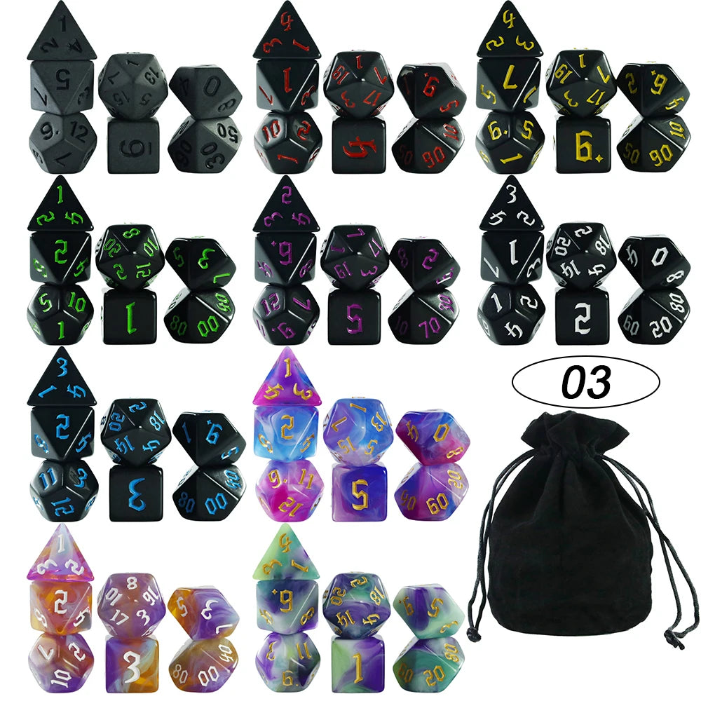 Dice Acrylic Dice Party Games High Class Acrylic Dice Amazing Mixed Colours 10 Set DND Game Dice with Bag for Role Playing Games