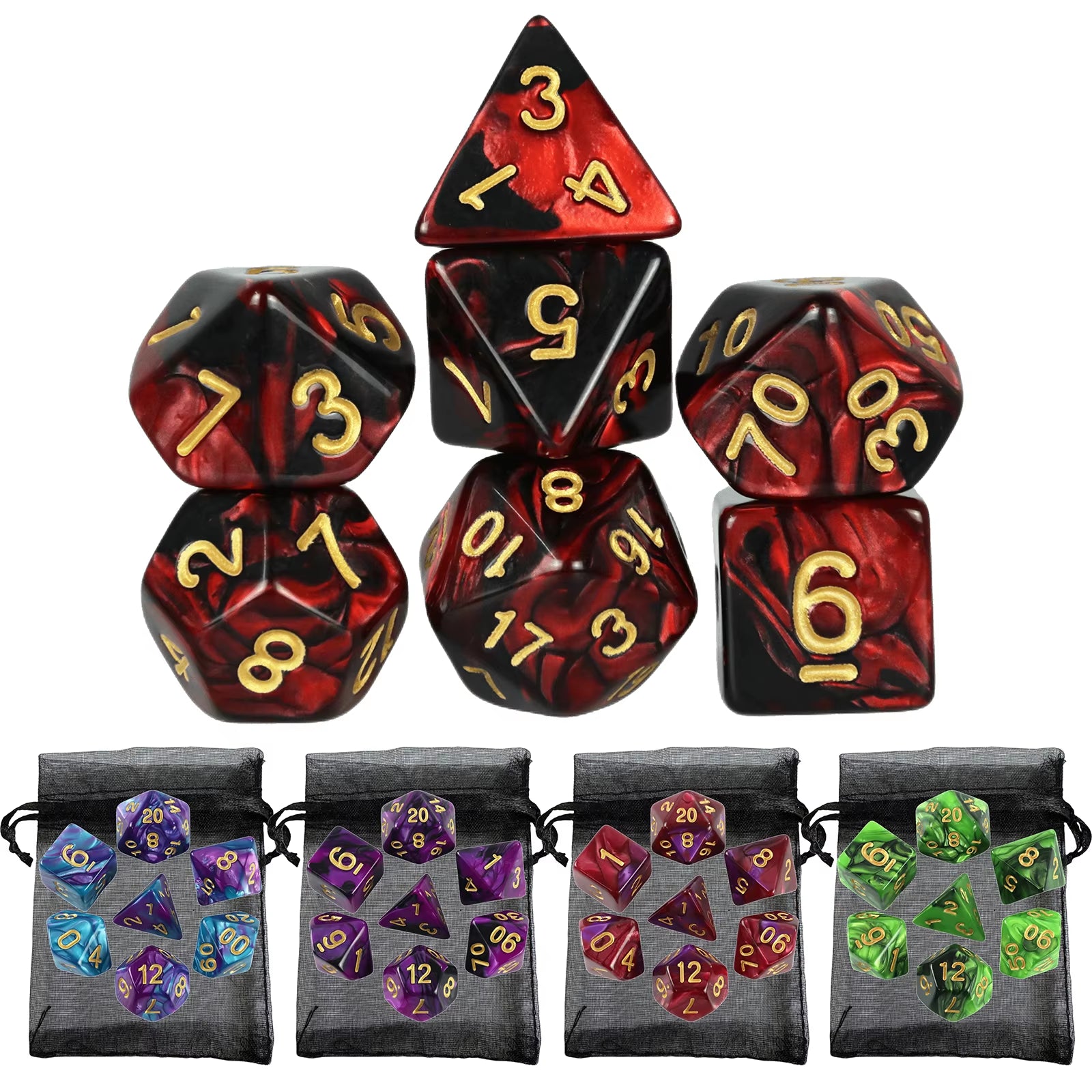 Dice DND Game Dice Role Dice Mixing Colours Dice Set with Bag 9 Different Styles Available for Portable Toys DND RPG TRPG Games