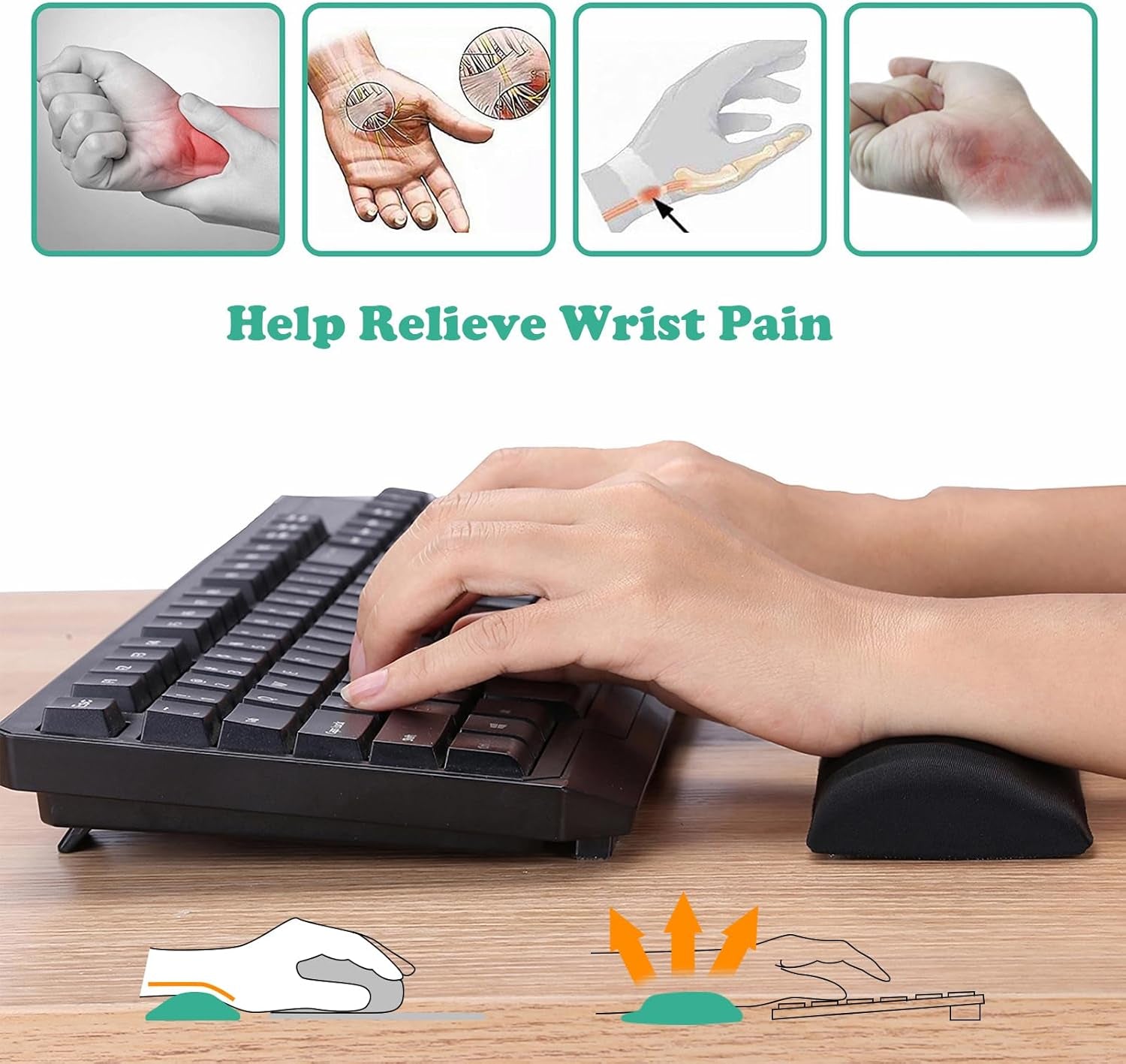Ergonomic Keyboard Wrist Rest & Mouse Pad Set – Memory Foam Wrist Support (Anti-Slip Base)