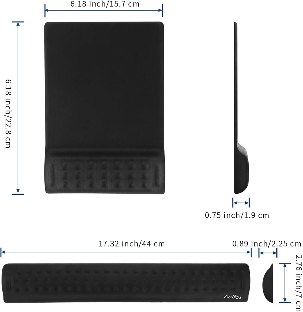 Ergonomic Keyboard Wrist Rest & Mouse Pad Set – Memory Foam Wrist Support (Anti-Slip Base)