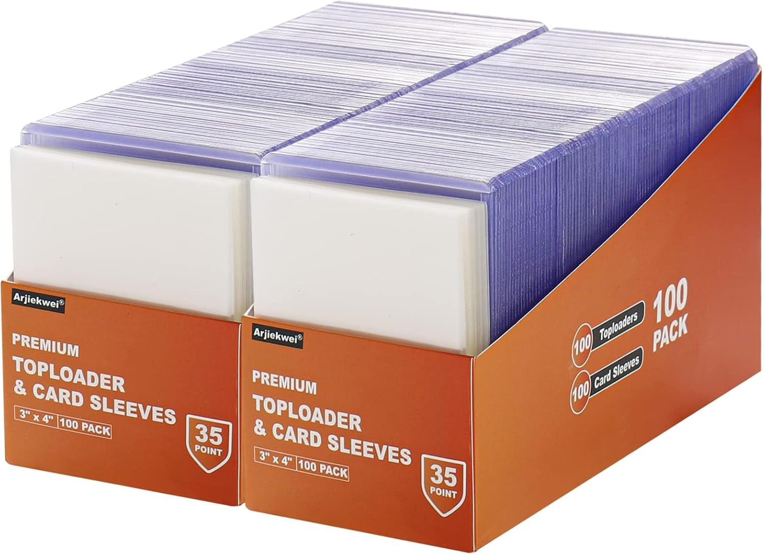 100 3"×4" Rigid Toploader Card Holders with 100 penny sleeves — Standard Size 