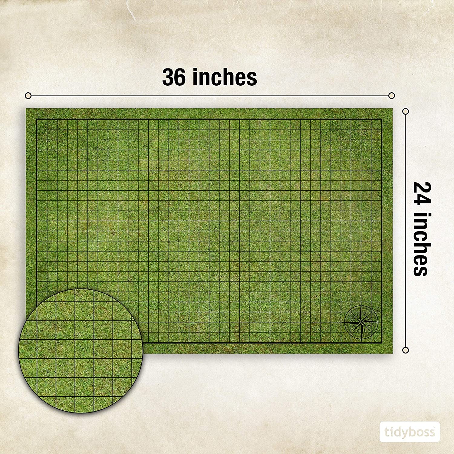 DnD Battle Grid Starter Set with 3 Double-Sided 24″×36″ Mats Plus Markers, Eraser, Dice & Clips