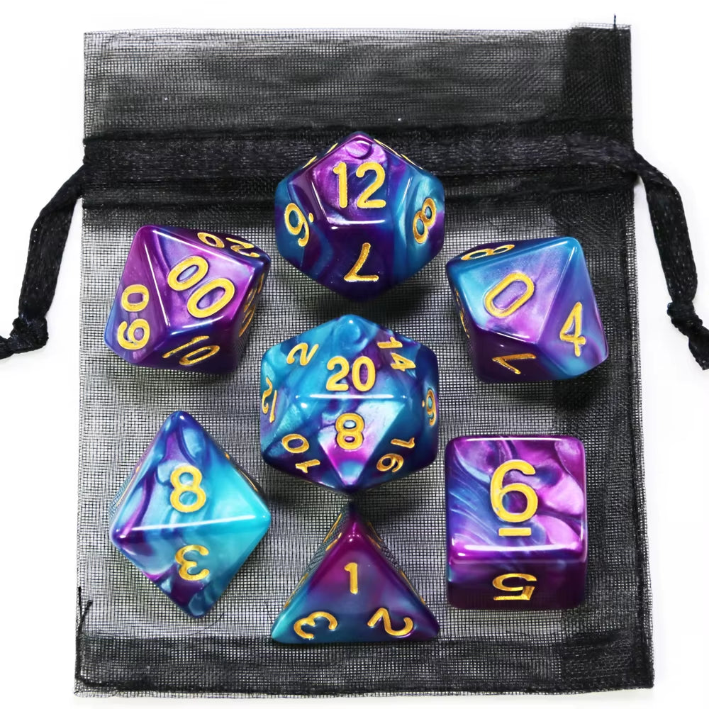 Dice DND Game Dice Role Dice Mixing Colours Dice Set with Bag 9 Different Styles Available for Portable Toys DND RPG TRPG Games