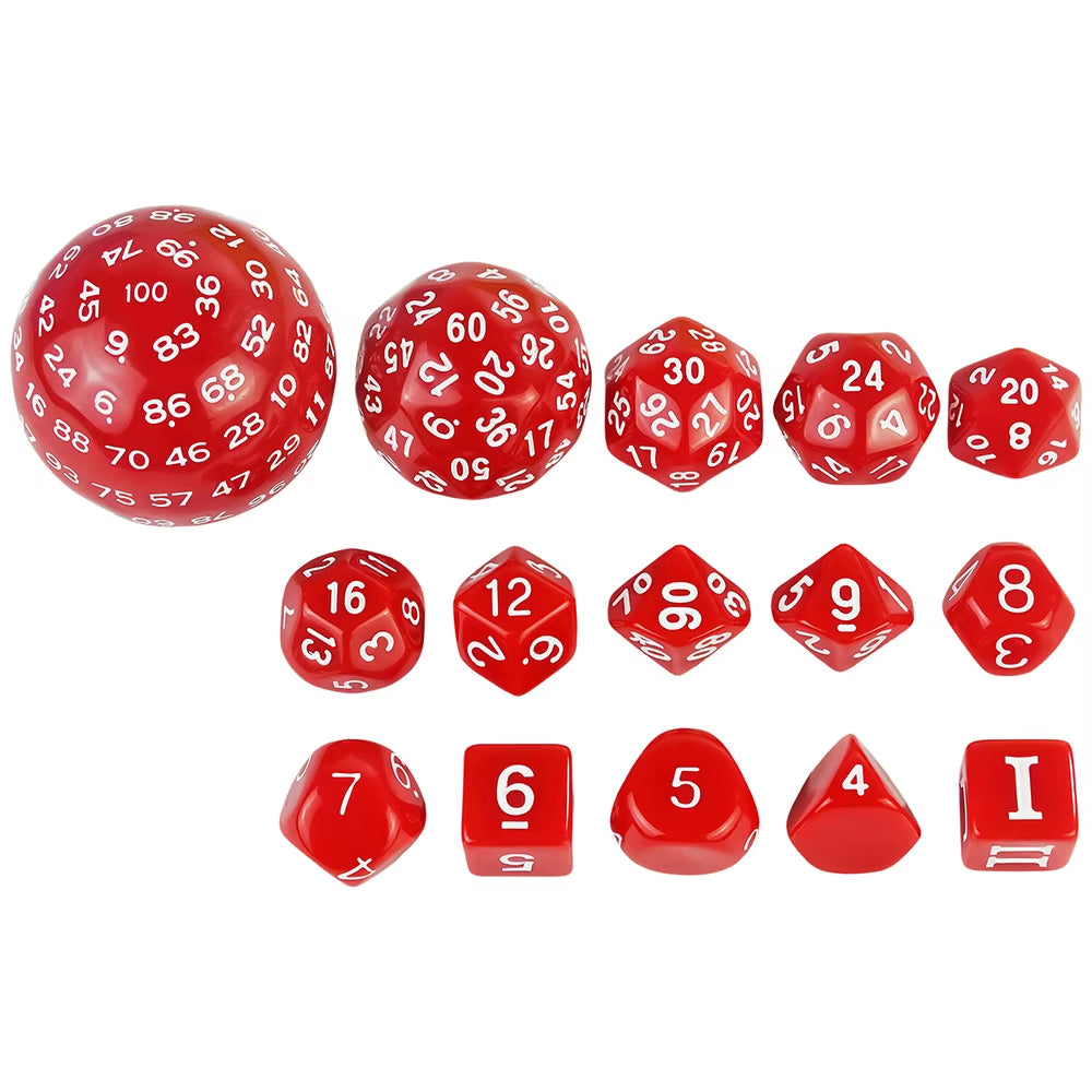 Tabletop Dice Set D3-D100 15 Pcs