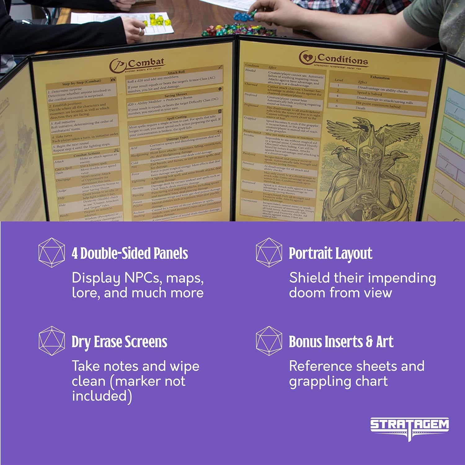 Master’s Tome 4-Panel Customizable Dry-Erase GM Screen