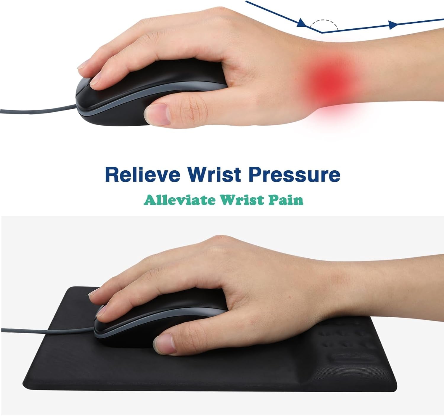 Ergonomic Keyboard Wrist Rest & Mouse Pad Set – Memory Foam Wrist Support (Anti-Slip Base)