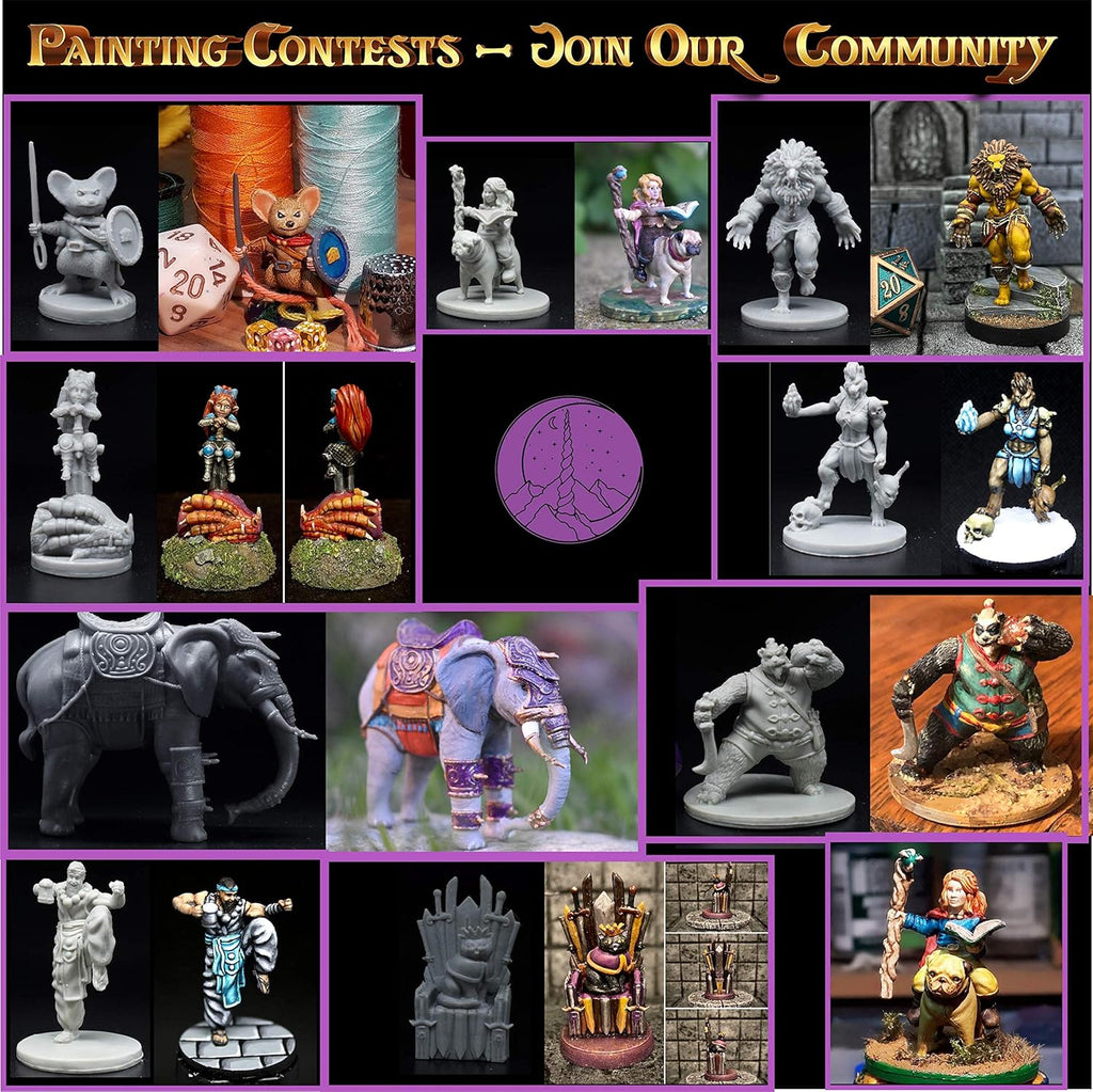 26 Unpainted Animal Miniatures (28 mm) for D&D/TTRPG Tabletop