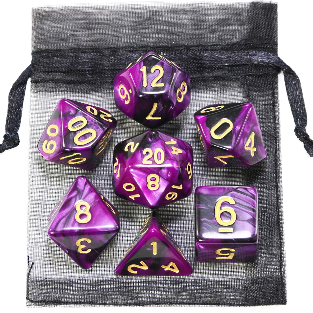 Dice DND Game Dice Role Dice Mixing Colours Dice Set with Bag 9 Different Styles Available for Portable Toys DND RPG TRPG Games