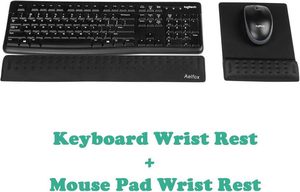 Ergonomic Keyboard Wrist Rest & Mouse Pad Set – Memory Foam Wrist Support (Anti-Slip Base)