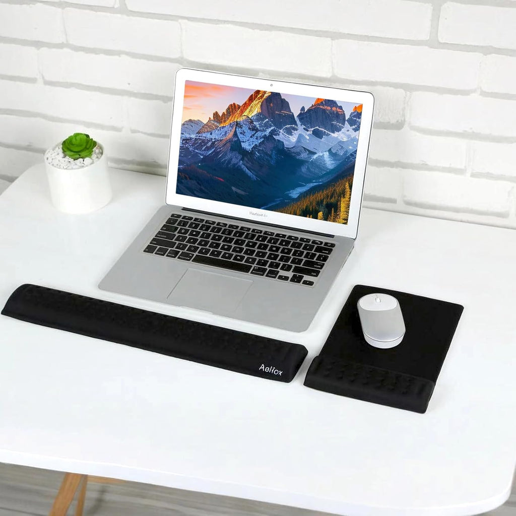 Ergonomic Keyboard Wrist Rest & Mouse Pad Set – Memory Foam Wrist Support (Anti-Slip Base)