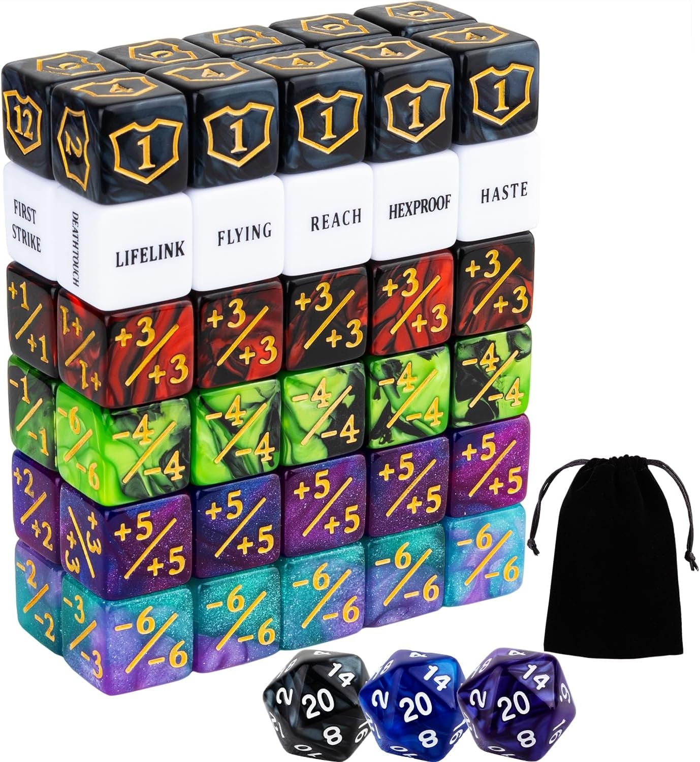 63-Piece Token & Counter Set for MTG — Dice Counters / Ability Markers