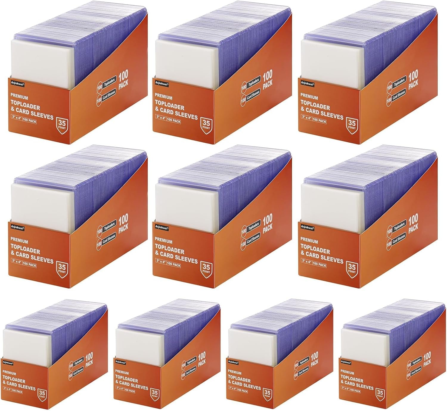 100 3"×4" Rigid Toploader Card Holders with 100 penny sleeves — Standard Size 