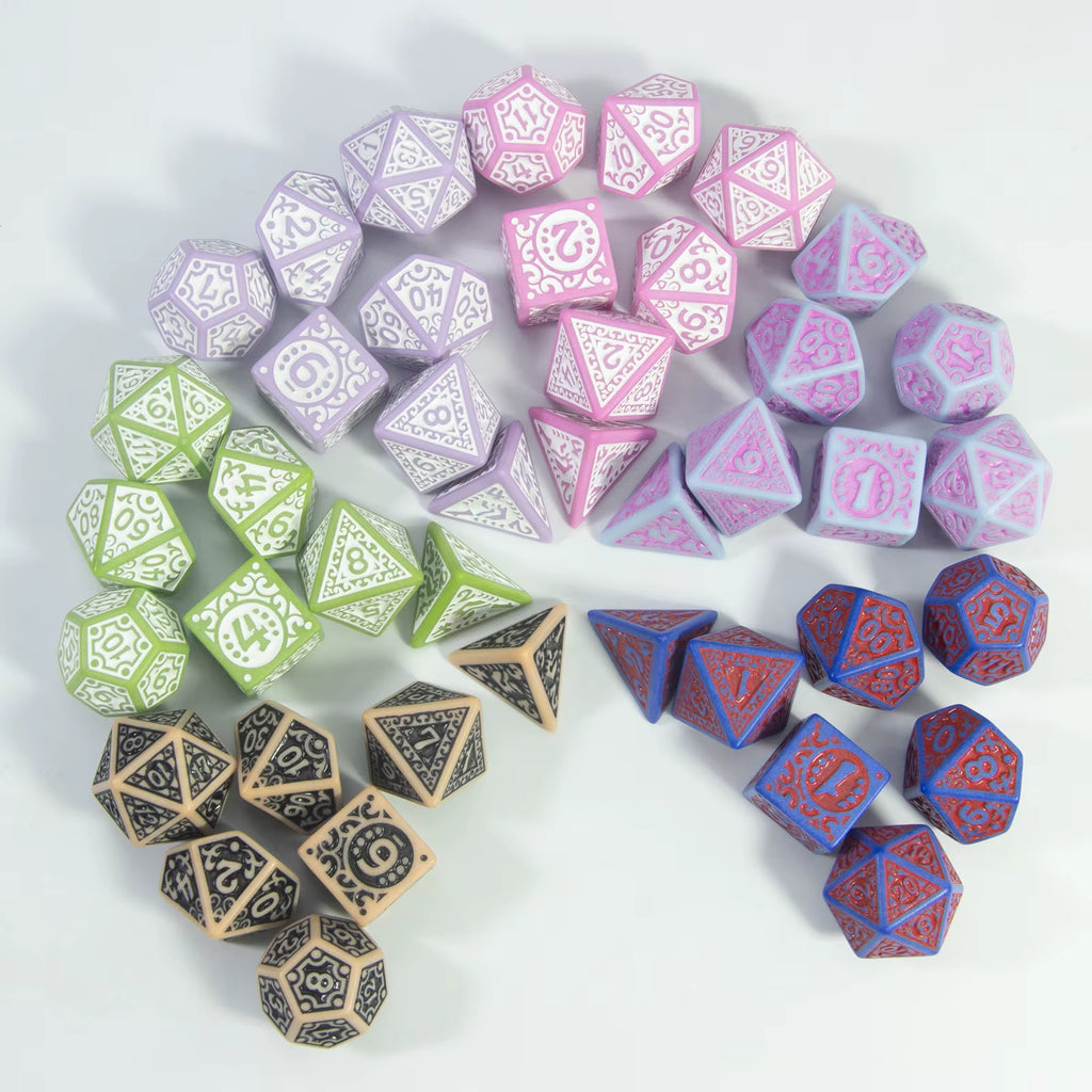 7Pcs/Set Dice Set Pretty Pattern Plastic Cube for DND Board Game Entertainment Accessories