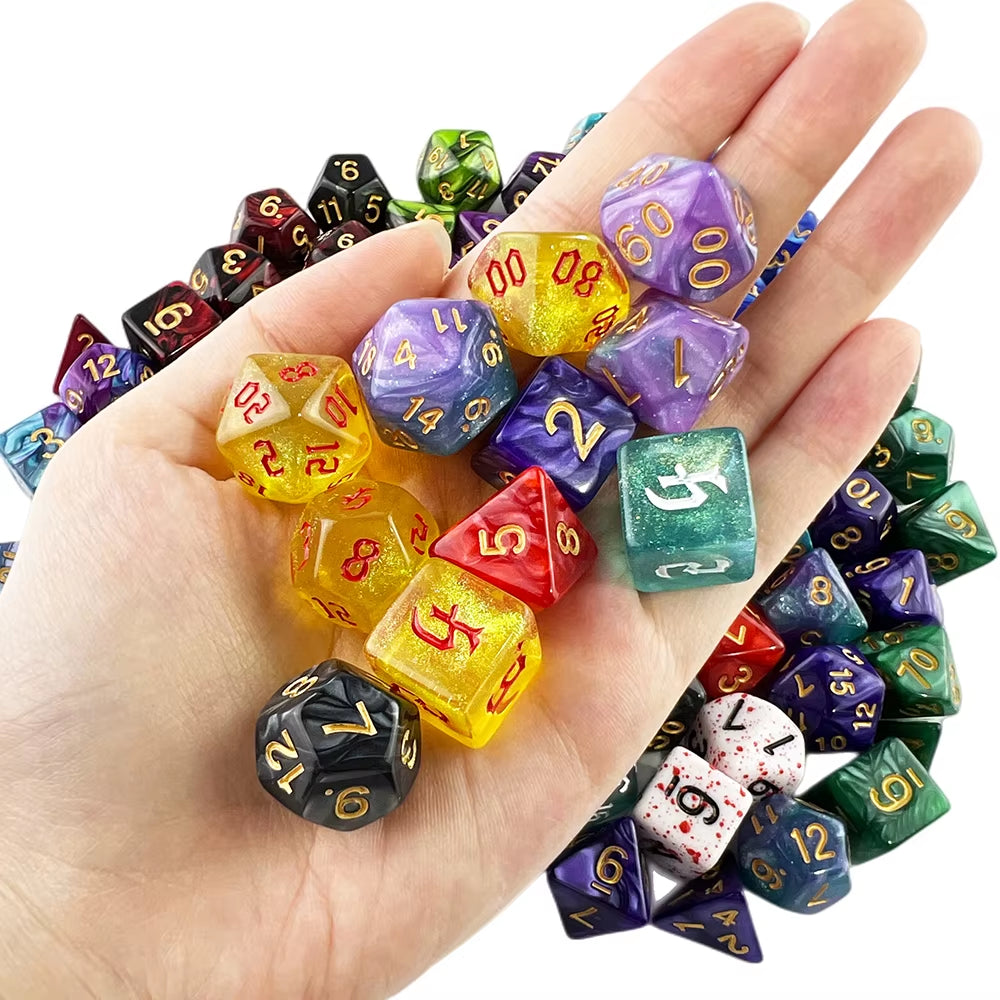 Dice Acrylic Dice Party Games High Class Acrylic Dice Amazing Mixed Colours 10 Set DND Game Dice with Bag for Role Playing Games
