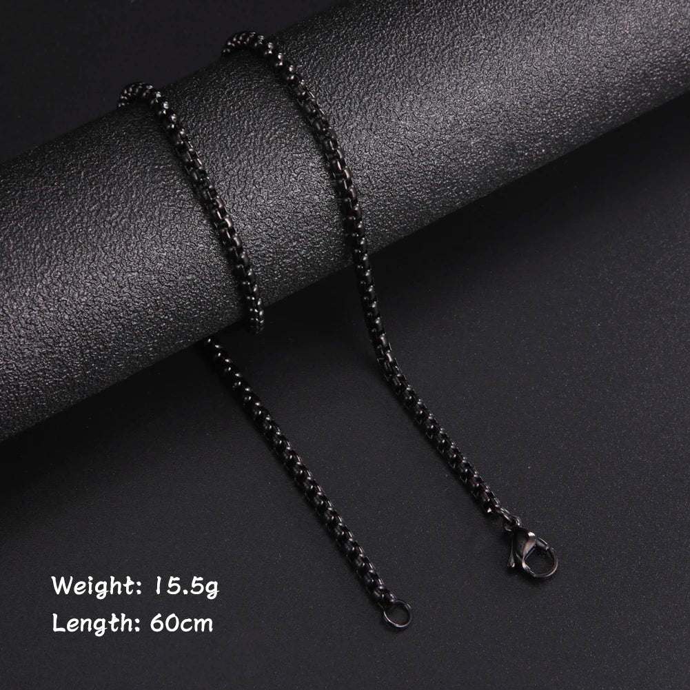 60Cm Long Box Chain Necklace Stainless Steel