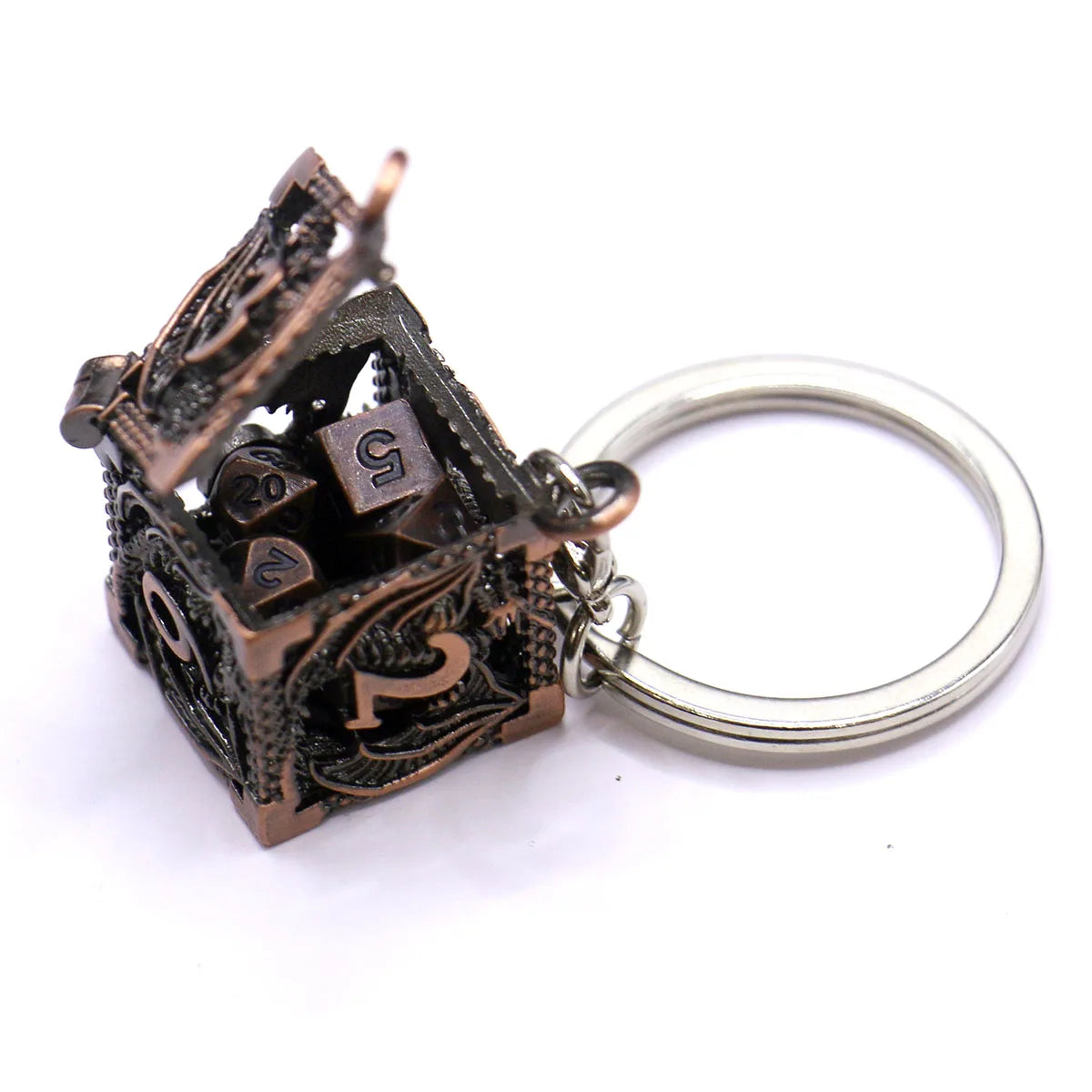 D6 Metal Case +7Pcs Metal Dice Set - Bronze