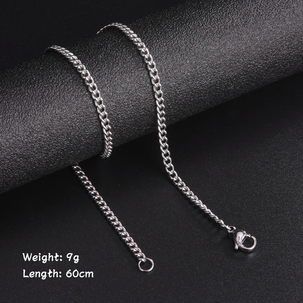 60Cm Long Box Chain Necklace Stainless Steel