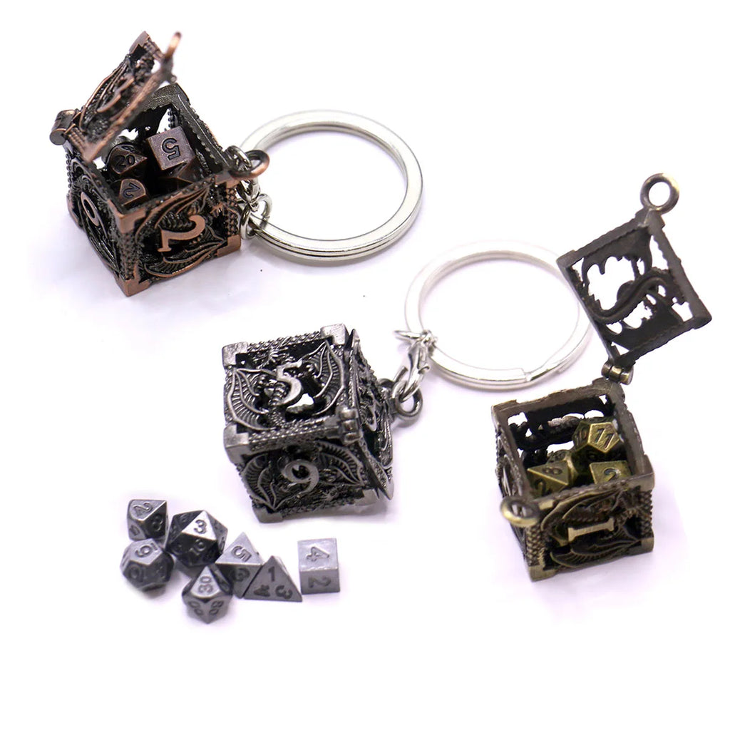 D6 Metal Case +7Pcs Metal Dice variants