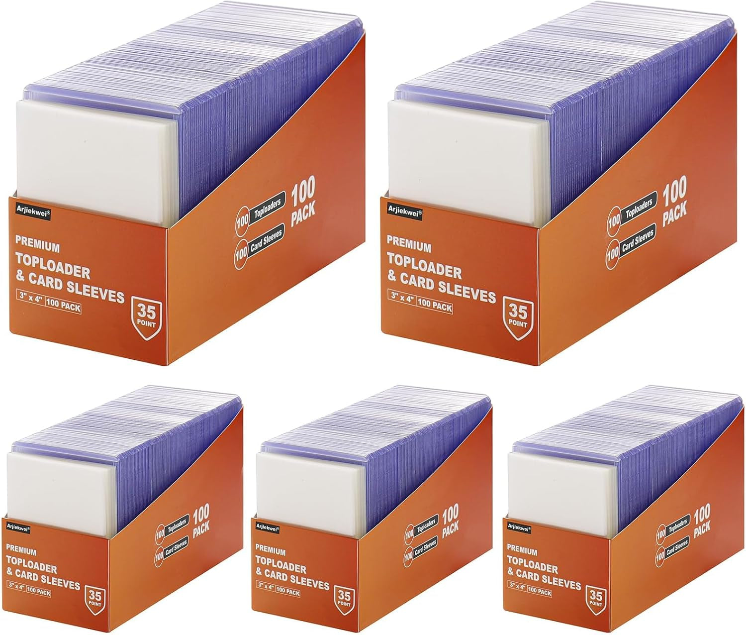 100 3"×4" Rigid Toploader Card Holders with 100 penny sleeves — Standard Size 