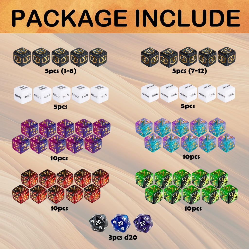 63-Piece Token & Counter Set for MTG — Dice Counters / Ability Markers