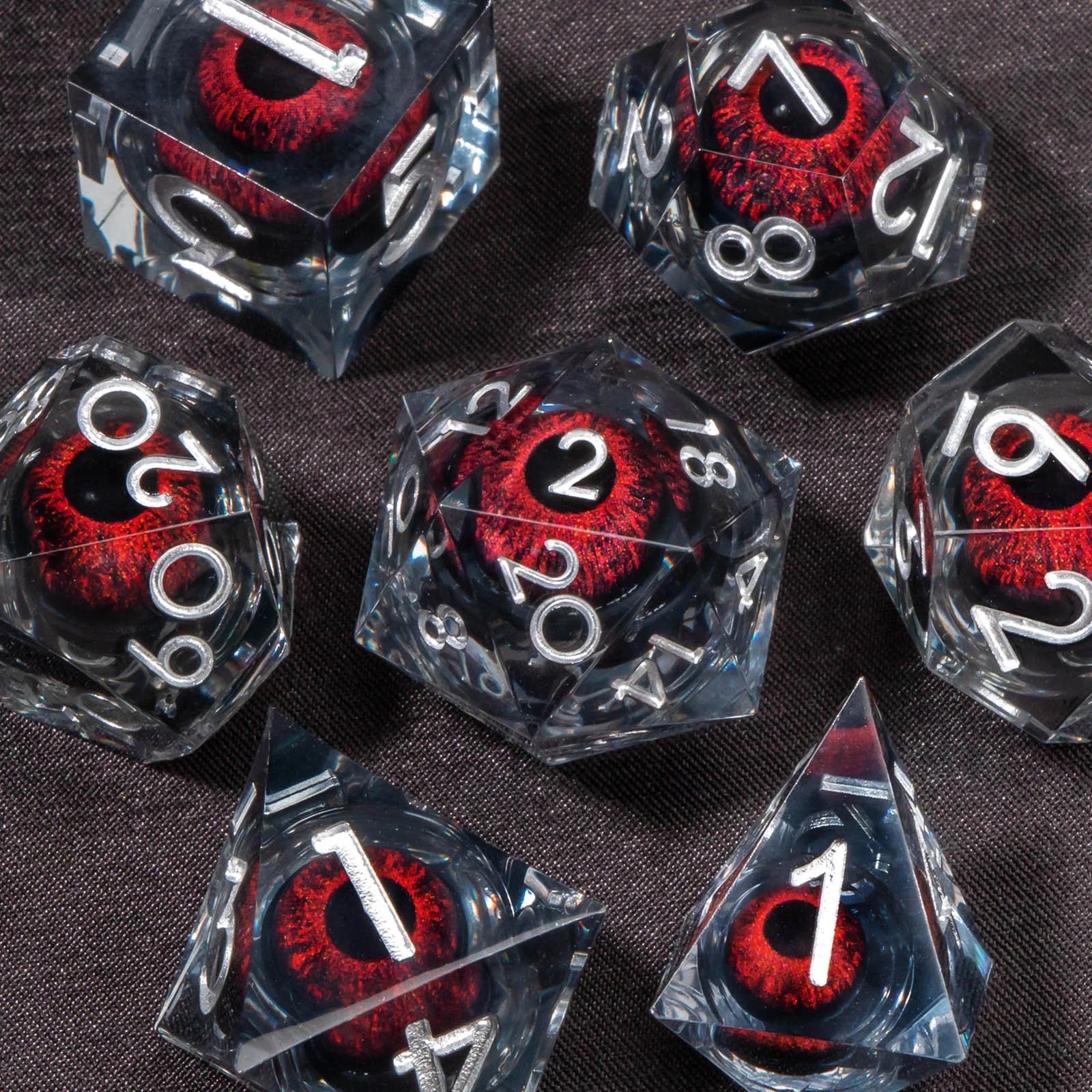 DND Liquid Core D&D Dice Set, Sharp Edge Resin Dungeon and Dragon Dice, Role Playing RPG D and D Dice D20 D12 D10 D8 D6 D4