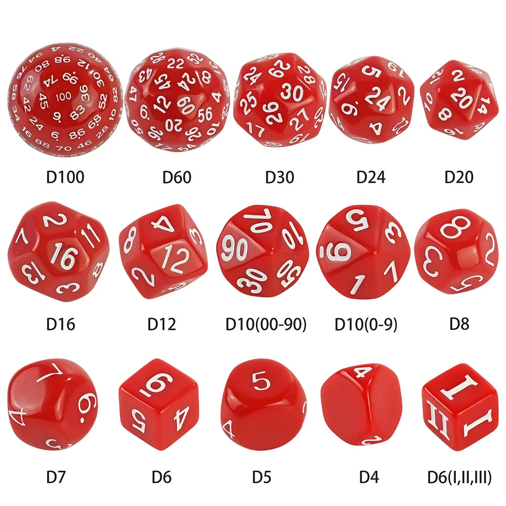 Tabletop Dice Set D3-D100 15 Pcs