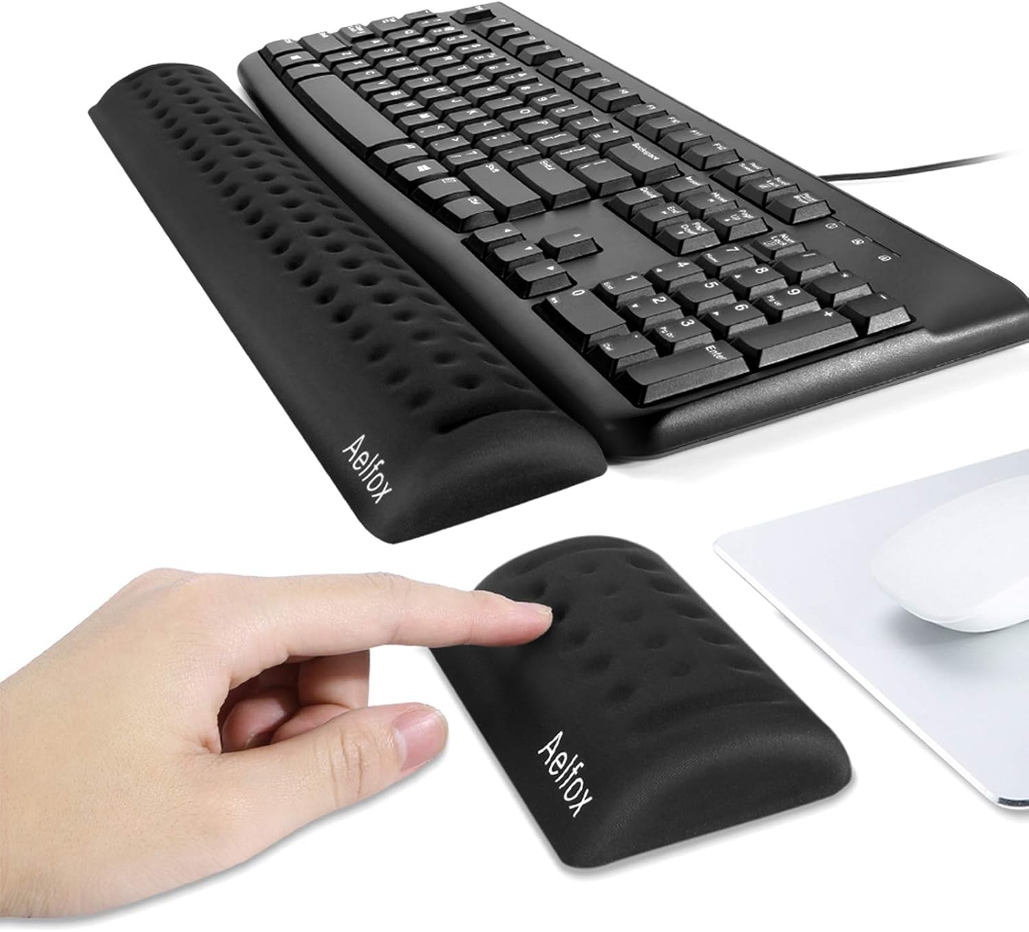 Ergonomic Keyboard Wrist Rest & Mouse Pad Set – Memory Foam Wrist Support (Anti-Slip Base)