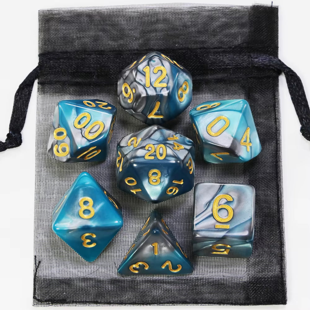 Dice DND Game Dice Role Dice Mixing Colours Dice Set with Bag 9 Different Styles Available for Portable Toys DND RPG TRPG Games