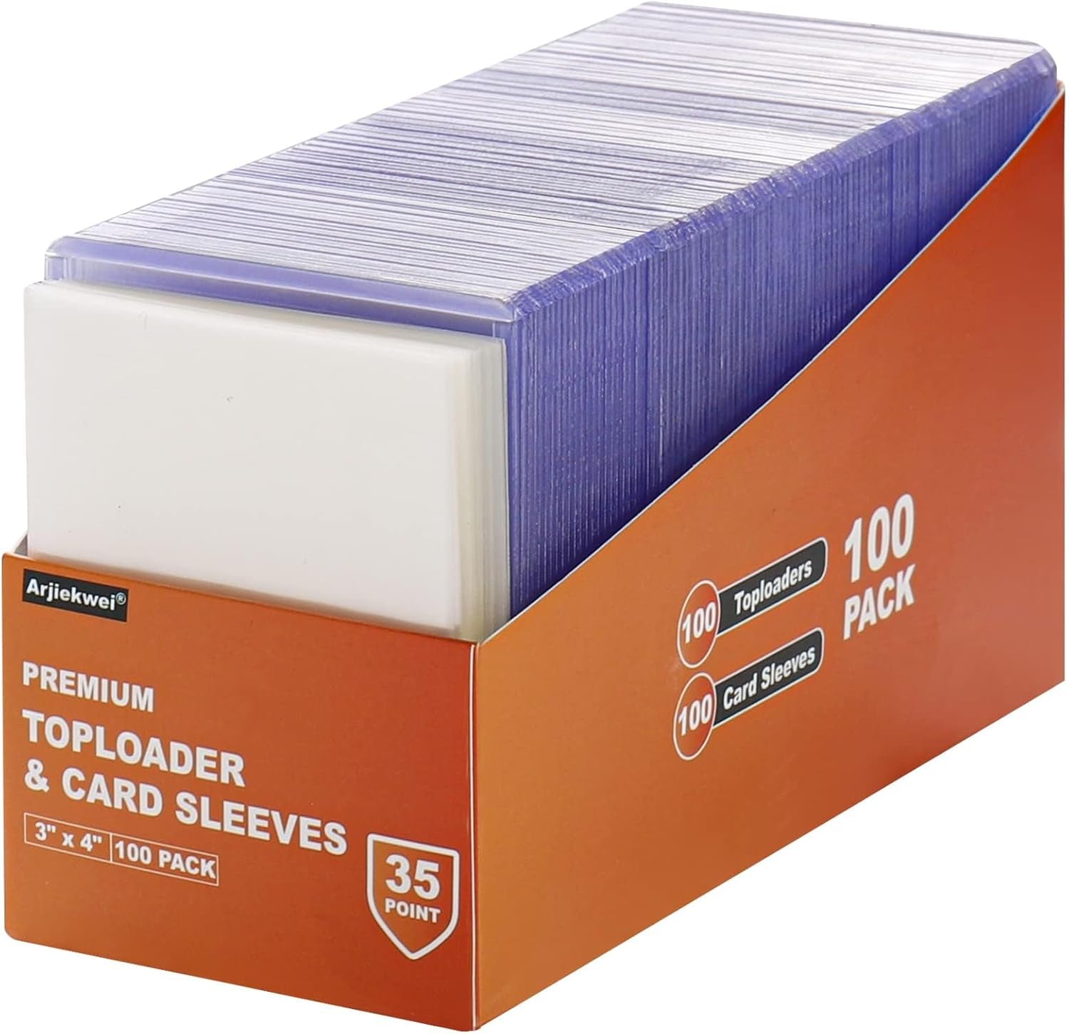 100 3"×4" Rigid Toploader Card Holders with 100 penny sleeves — Standard Size 