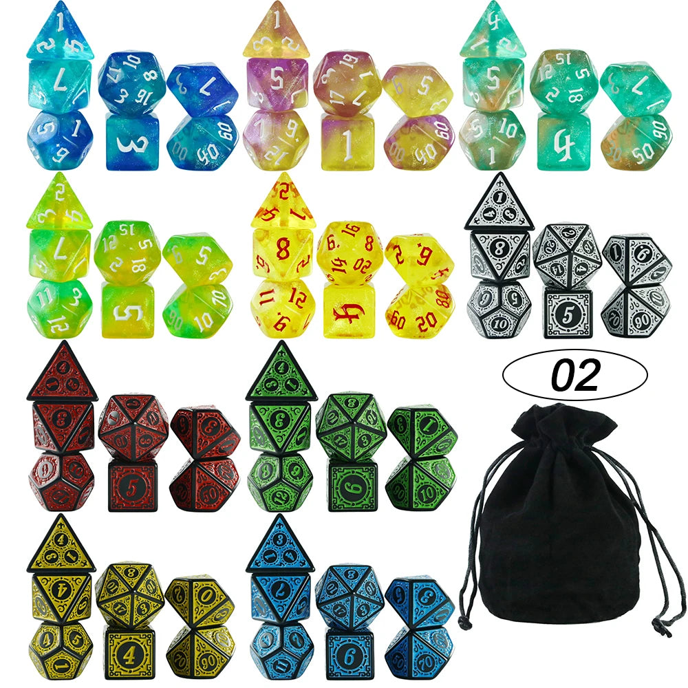 Dice Acrylic Dice Party Games High Class Acrylic Dice Amazing Mixed Colours 10 Set DND Game Dice with Bag for Role Playing Games
