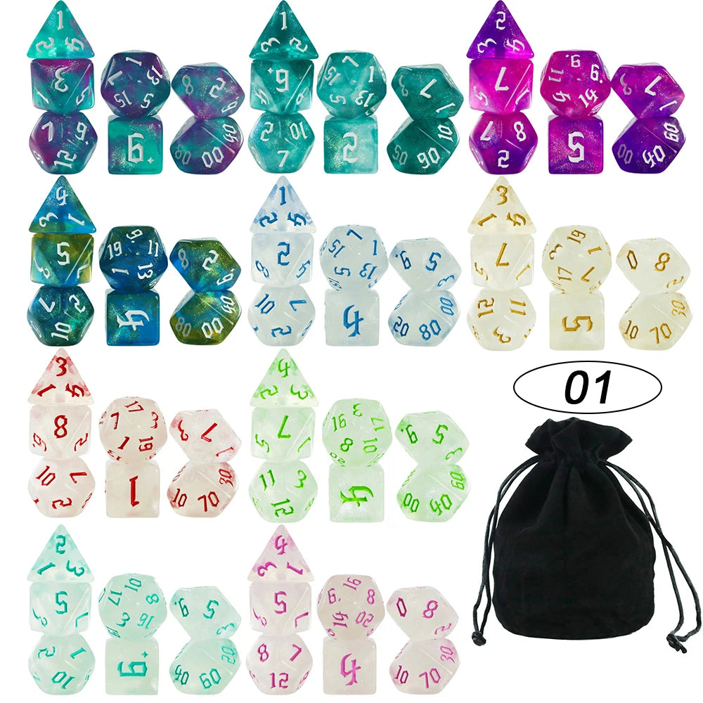 Dice Acrylic Dice Party Games High Class Acrylic Dice Amazing Mixed Colours 10 Set DND Game Dice with Bag for Role Playing Games
