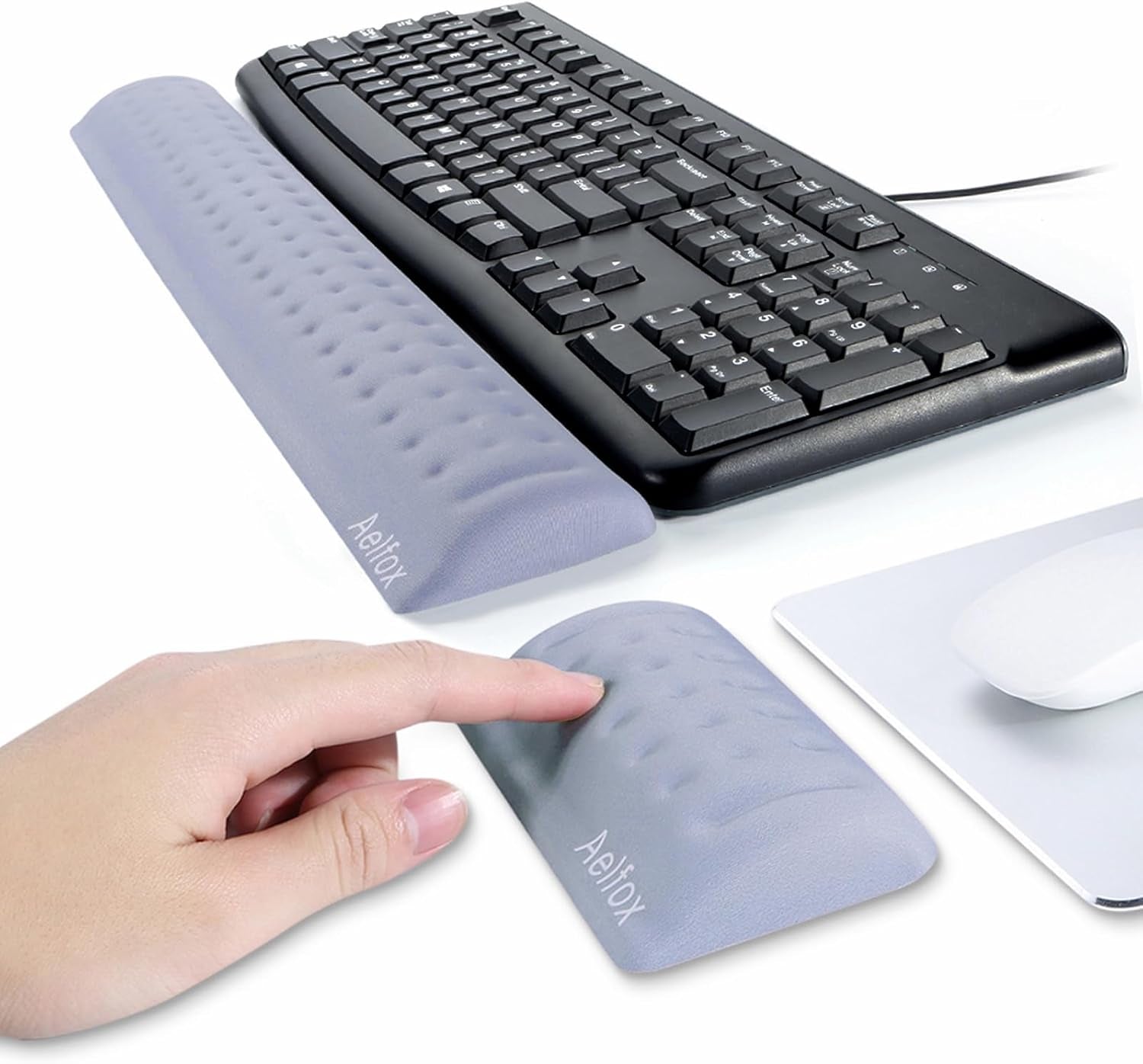 Ergonomic Keyboard Wrist Rest & Mouse Pad Set – Memory Foam Wrist Support (Anti-Slip Base)