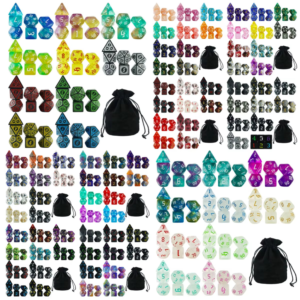 Dice Acrylic Dice Party Games High Class Acrylic Dice Amazing Mixed Colours 10 Set DND Game Dice with Bag for Role Playing Games